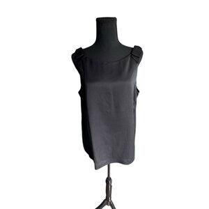 Vineyard Vines 100% Silk Black Bow Strap Tank Top Size 14 NWT G12
